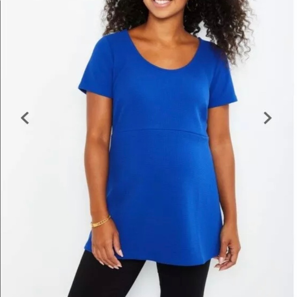 Motherhood Maternity textured peplum top cobalt XL